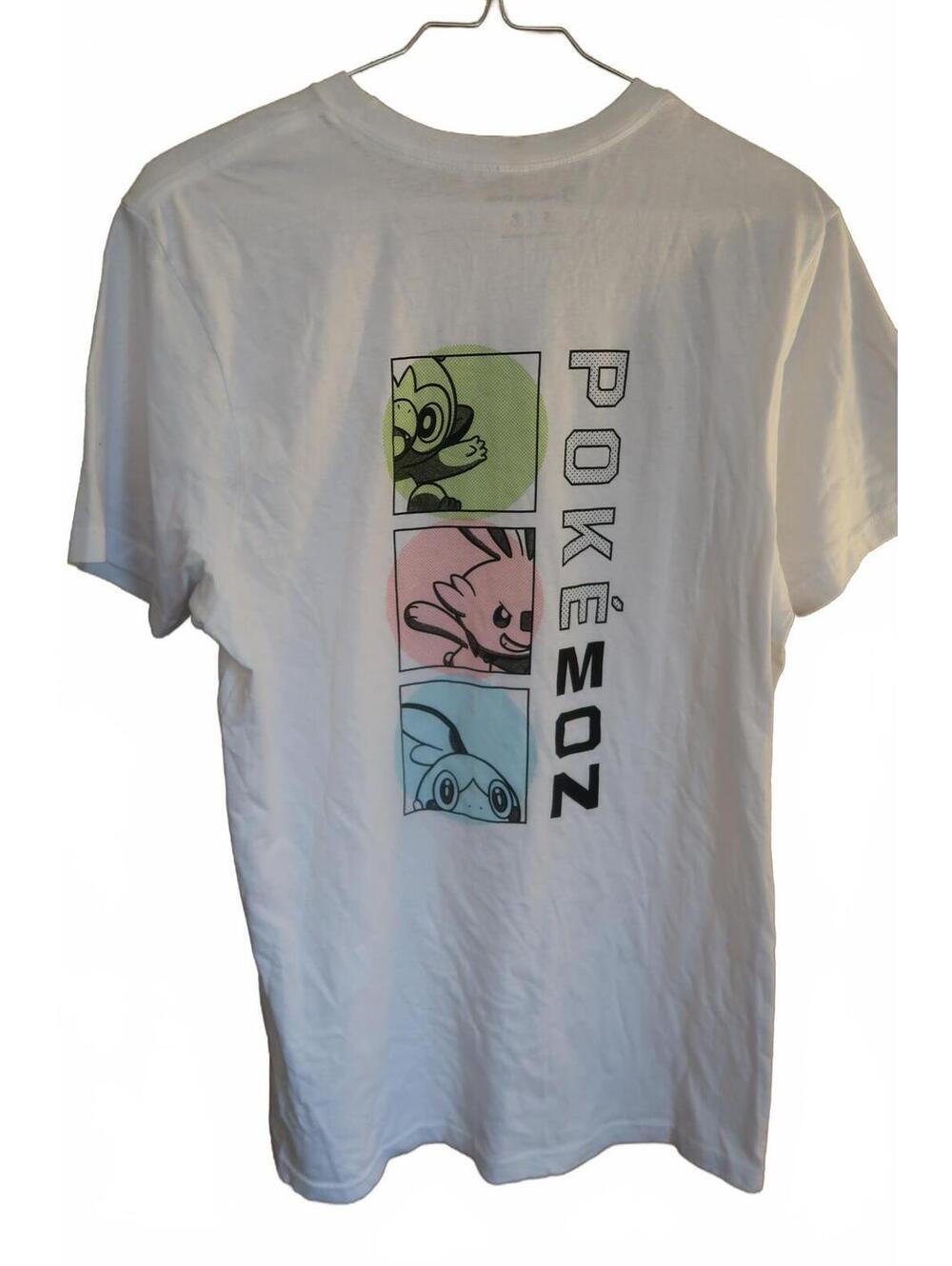 Pokemon Graphic White T-Shirt with Front and Back Design Size Small